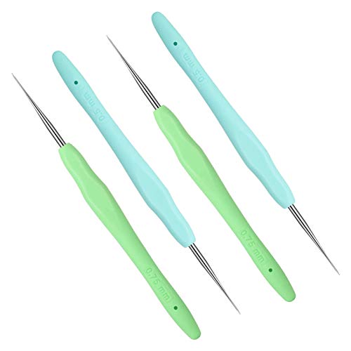 4 Pieces Dreadlock Crochet Hooks Tool 0.5mm 0.75mm Dreadlock Crochet Needle Tools for Braid Hair Weaving Locs Craft