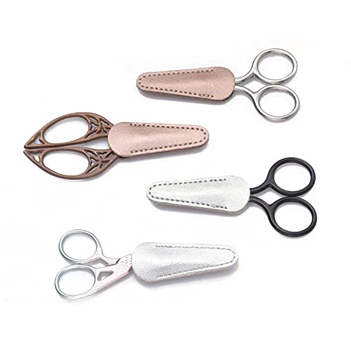 Yutoner 6 Pieces Scissors Cover Safety Synthetic Leather Sheath Scissors Protector Hair Cutting Scissors Sewing Scissor Sheath Portable Beauty Tool Protection Cover Bags (2 Pure Colors)
