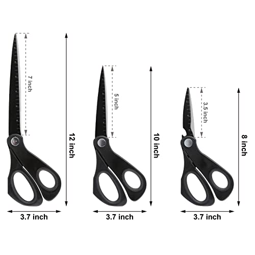 OLYMPIA TOOLS Heavy Duty Scissors Set 3PK, Multipurpose Ultra Sharp Shears, Premium Stainless Steel Blades, Ergonomic Grip Black, for Office Home School Sewing Fabric Craft Supplies