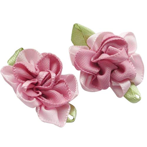 Chenkou Craft 2tone Satin Ribbon Flowers Bows Appliques DIY Craft Wedding Decoration 40pcs