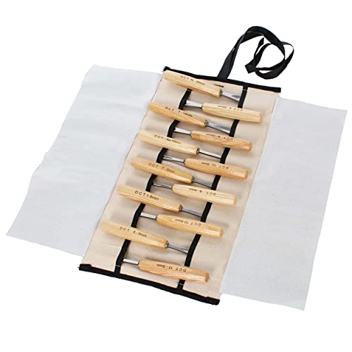 Deadwood Crafted Tools Wood Carving Tools Kit - 12pc Gouge and Wood Carving Chisel Set with Wood Handles and Canvas Case