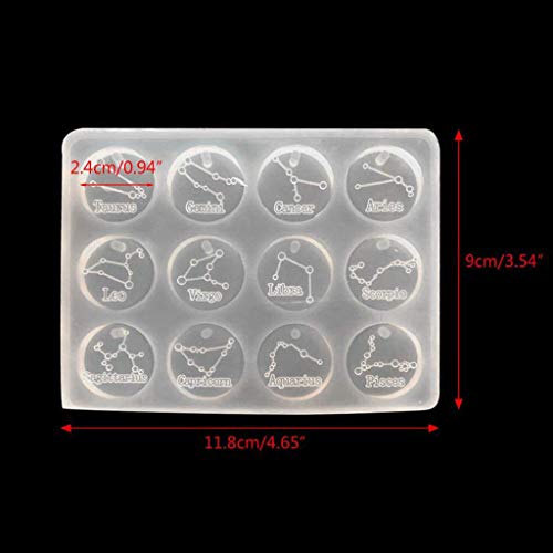 Szecl Silicone Mold Constellation Pendant for Jewelry Making, 12 Constellation Necklace Pendant Resin Mold Discs Pendant Epoxy Resin Mold Hanging Ornaments DIY Handmade Craft Jewelry Making Tool