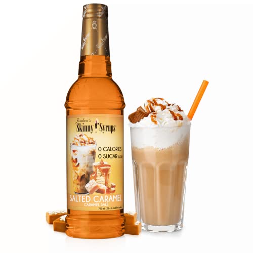 Jordan's Skinny Syrups Sugar Free Vanilla Caramel Crème and Salted Caramel 750 ml Bottles with 2 By The Cup Syrup Pumps