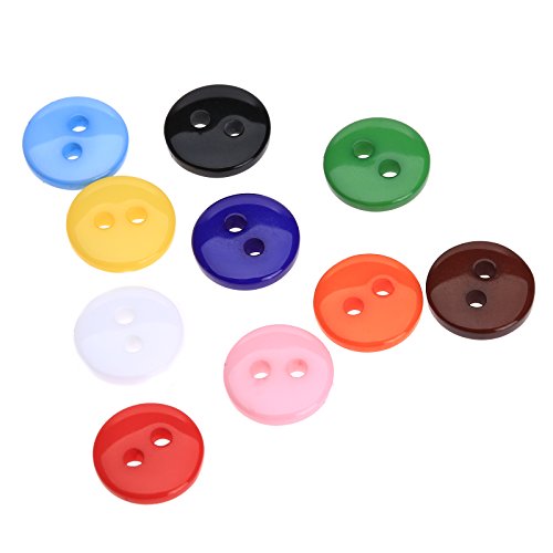 100Pcs 15mm Mixed Color Round 2 Holes Resin Buttons Craft Buttons for Sewing Scrapbook DIY Handmade Decorations