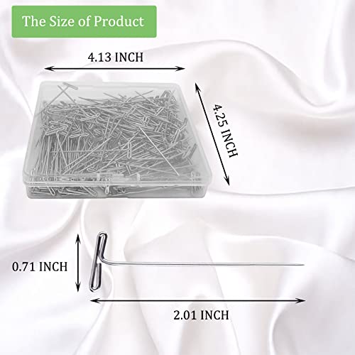 200Pcs T Pins, 2 inch Sewing Pins, Stainless Steel Wig Pins for Wigs, T-pins for Foam Head, Long Straight Pins for Sewing, Craft, Quilting and Blocking Knitting, Office, Decoration by Sunenlyst