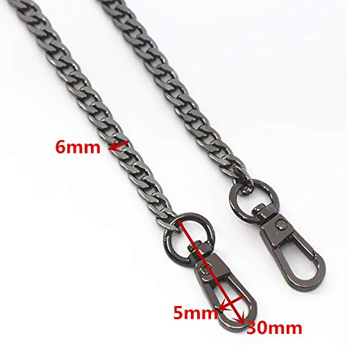 Model Worker 4PCS 47" DIY Iron Flat Chain Strap Thin Dainty Finished Handbag Chains Accessories Purse Straps Shoulder Cross Body Replacement Straps with Metal Buckles (Black)