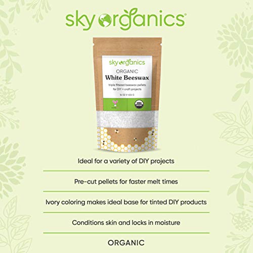 Sky Organics Organic White Beeswax Pellets, 100% Pure USDA Certified Organic for DIY & Craft Projects, 16 Oz