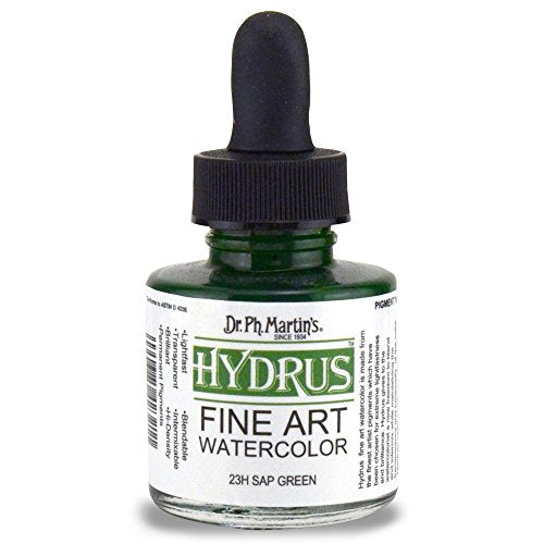 Dr. Ph. Martin's Hydrus Fine Art Watercolor (23H) Watercolor Bottle, 1.0 oz, Sap Green, 1 Bottle