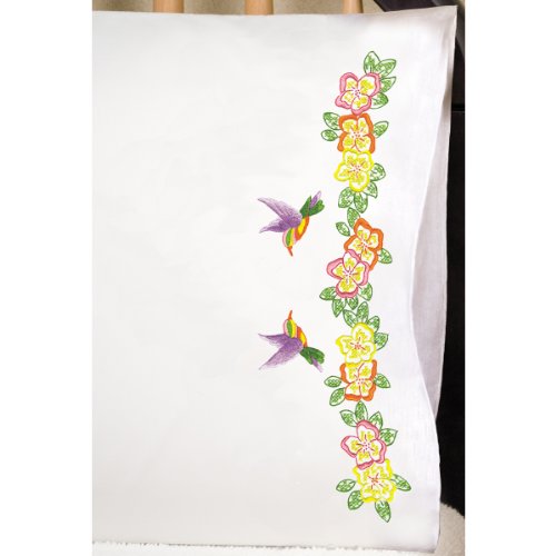 Tobin Stamped Pillowcases, Hummingbirds, 20" x 30" Embroidery Kit
