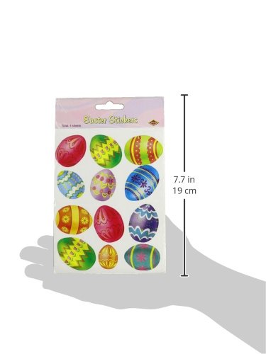 Beistle 4-Pack Easter Egg Stickers Sheet, 4-3/4 by 7-1/2-Inch Sheet