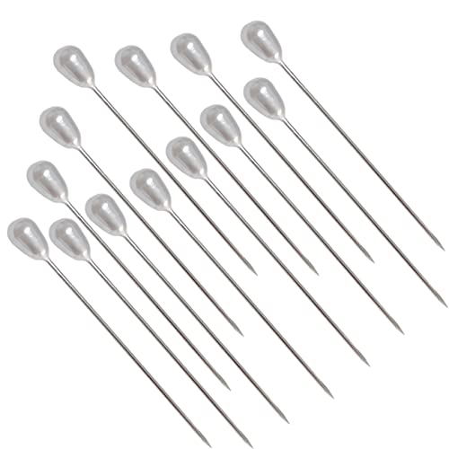 100pcs Corsage Boutonniere Pins Teardrop Pearl Head Pins Bouquet White Straight Head Pins for DIY Crafts Jewelry Making Sewing Wedding Flower Decorations