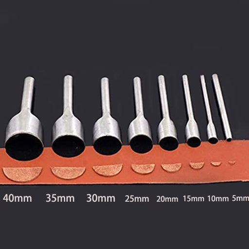 IRISFLY 9 Pcs Leather Craft Tools Half-Round Cutter Punch for Crafting Strap Belt, Wallet and Bag, 9 IRISFLY Size(5,8,10,15,20,25,30,35,40mm)