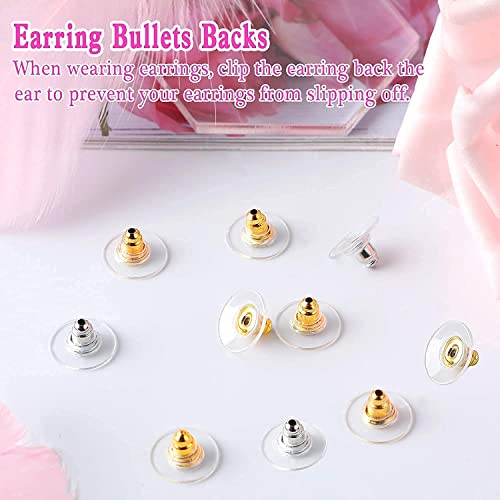 9 Pairs Earring Lifters, Earring Backs Lifter for Droopy Ears, Adjustable Hypoallergenic Earring Secure Backs for Heavy Earring(3 Silver + 3 Gold + 3 Rose Gold)