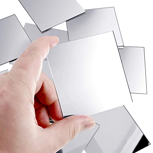 25 Pieces Mini Size Acrylic Square Mirror Adhesive Small Square Mirror Craft Mirror Tiles for Crafts and DIY Projects Supplies(5 Inches)