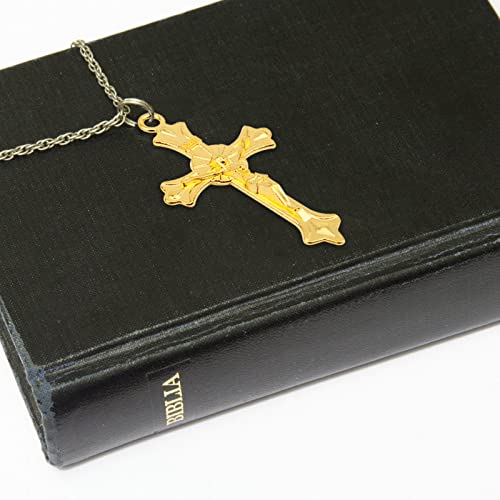 Aylifu 50pcs Golden Cross Crucifix Charms Alloy Easter Ankh Jesus Cross Pendants Craft Supplies for DIY Necklace Bracelet Key Chains Jewelry Making Decor