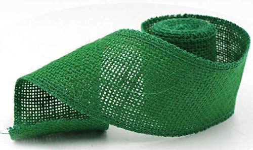 Huachnet Natural Jute Burlap Ribbon Roll Fabric for Wedding Party Home DIY Decoration-Pack of 1 (Chistmas Green)