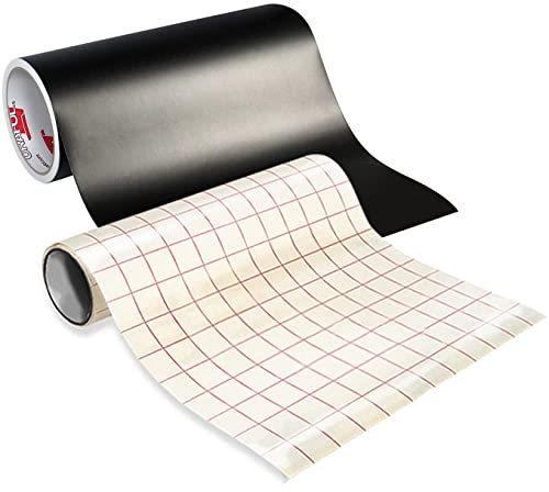ORACAL 651 Matte Black Craft Self-Adhesive Vinyl Including Roll of Clear Transfer Paper (15 Feet x 12 Inches)