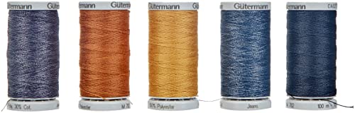 Gutermann Jeans Thread Set, 100 Percent Polyester, 3 x 100m, 2 x 200m