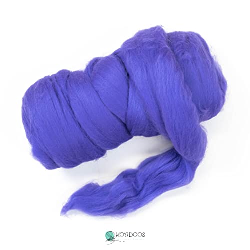 Kondoos Colored Natural Wool roving, 8 OZ. Best Wool for Needle Felting, Wet Felting, handcrafts and Spinning. (Purple)