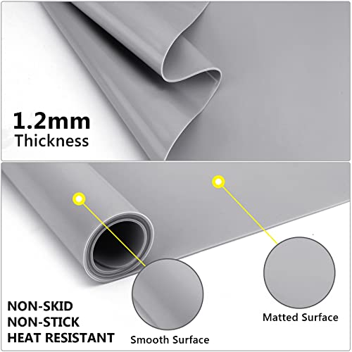 Oversize Silicone Mat for Crafts, Gartful 31.5 x 23.6 inches 1.2mm Thick Silicone Craft Pad for Jewelry Casting Resin Molds, Countertop Protector, Nonstick Placemat, Counter Table Mat, Light Grey