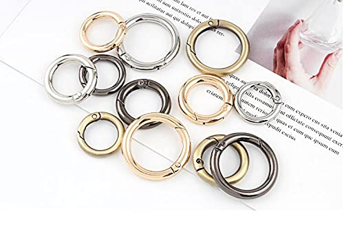 Bobeey 8pcs Light Gold Spring O Ring,Round Carabiner Snap Clip Trigger Spring Keyring Buckle,O Ring for Bags,Purses BBC3 (1''(2.5cm), Light Gold)…