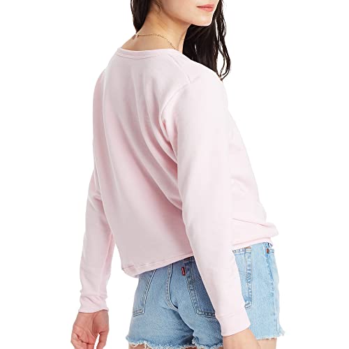 Hanes Women's EcoSmart Crewneck Sweatshirt, Pale Pink, L