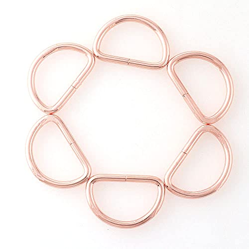 Noyin Metal D Ring Buckle D-Ring Loop Rose gold Semi-Circular D Ring Webbing Buckle for bags purse Keychains Belts dog collar sewing Accessories (1'') D10