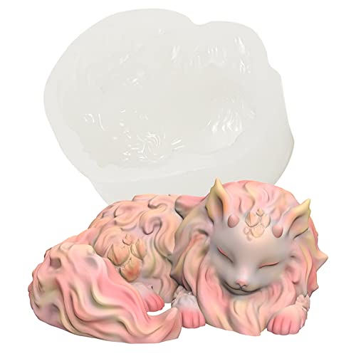 KAKIWYHHH Horned Dragon Cute Kitten Silicone Mold Decorating Polymer Clay Epoxy Resin Silicone Mold
