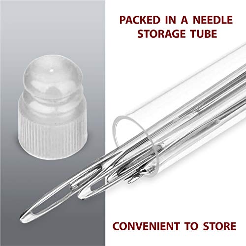 28 PCS Large Eye Sharp Sewing Needles 1.5-2.5 in - Stainless Steel Hand Quilting Needles Four Sizes in a Handy Storage Tube