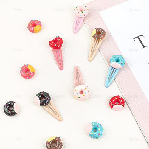 AUEAR, 30 Pack Resin Donut Charms Beads Donuts Flat Back Charm