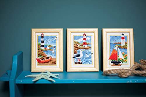 Vervaco Counted Cross Stitch Miniature Kit (Set of 3) Lighthouse 3.2" x 4.8"