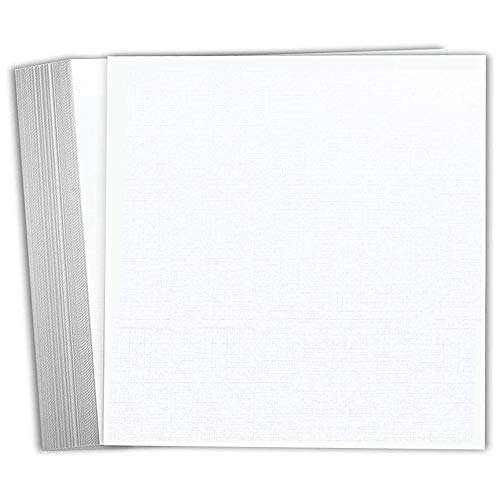 Hamilco White Linen Cardstock Scrapbook Paper 12x12 Heavy Weight 80 lb Cover Card Stock – 25 Pack
