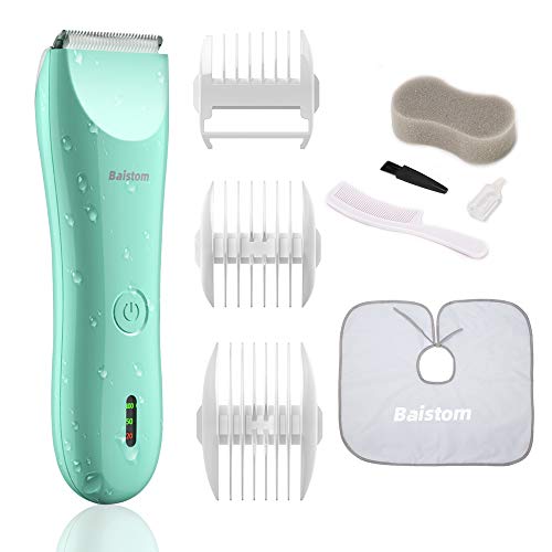 Baistom Baby Hair Clippers, Quiet Hair Trimmer for Kids and Children, Waterproof Rechargeable Cordless Haircut Kit for Toddler and Boys, Green
