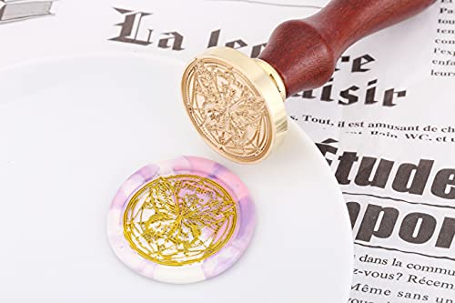 Butterfly Wax Seal Stamp, Yoption Vintage Brass Head Wooden Handle Sealing Stamp for Christmas Halloween Wedding Party Invitations