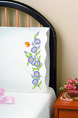 Tobin Stamped Pillowcases, Morning Glories, 20" x 30" Embroidery Kit