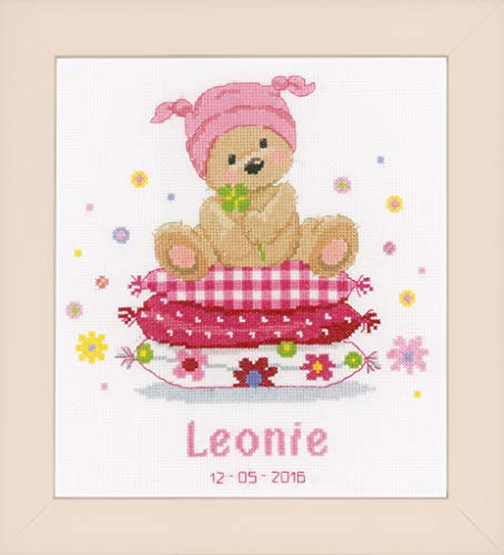 Vervaco Counted Cross Stitch Kit Bear On Pillow 9.6" x 8.8"