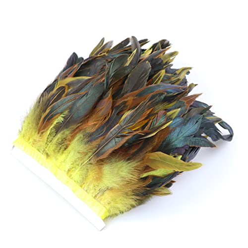 Lyra’s Yellow Rooster Feathers Fringe Trim by The Yard for Clothing Costume Decoration Crafts Feather Width 5-7 inches per Pack of 2 Yards