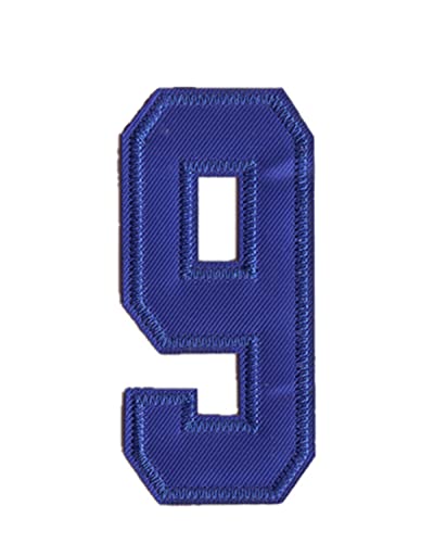 3" Royal Blue Number Patch #9 Iron On Jersey T-Shirt Jacket Jeans Embroidered Handmade Craft DIY Accessory Patches 9