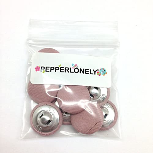 PEPPERLONELY 10PC 25mm Fabric Cloth Covered with Metal Shank Round Buttons, Flesh Pink