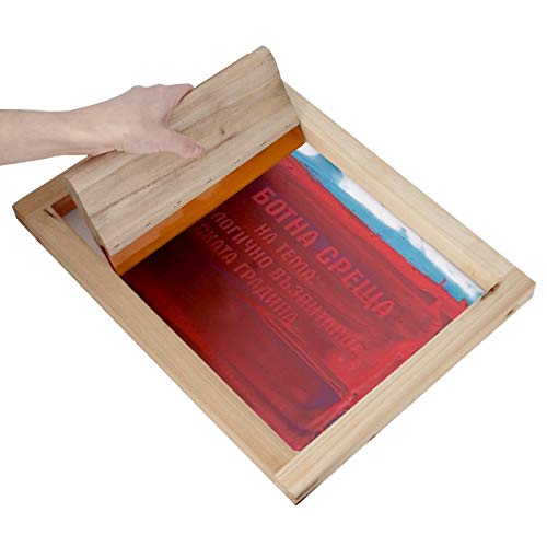 Colovis 23 Pcs Screen Printing Starter Kit, Include 3 Sizes Wood Silk Screen Printing Frame, Screen Printing Squeegees, Transparency Inkjet Film, Masking Tape and Ink Spatula for Screen Printing