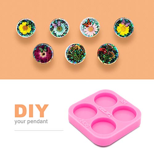 Super Shiny 1.5 inch Silicone Mold for DIY Round Circle Phone Grip Resin Mold, Phone Socket Molds for Epoxy Resin, 4-Cavity Silicone Mould for DIY Resin Casting Jewelry Making Badge Reel Mold