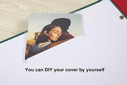 potricher Large Photo Album Self Adhesive 3x5 4x6 5x7 8x10 Pictures Linen Cover 40 Blank Pages Magnetic DIY Scrapbook Album with A Metallic Pen (Dark Green)