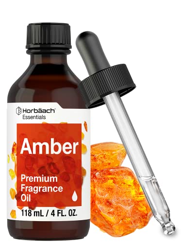 Premium Grade Amber Fragrance Oil | 4 Fl Oz (118ml) | for Diffusers, Candle and Soap Making, DIY Projects & More | by Horbaach