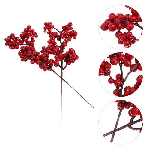 Ciieeo 10pcs Artificial Red Berry Stems Christmas Simulation Berries Bouquet Red Berry Picks Simulation Holly Berries for Christmas Tree Decor