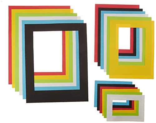 Hygloss Bright Frames - Rectangle Paper Frames with Rectangle Cut-out - 6 Fun Colors - Assorted Sizes - Small, Medium & Large - 6 each of 3 Sizes - 18 Count