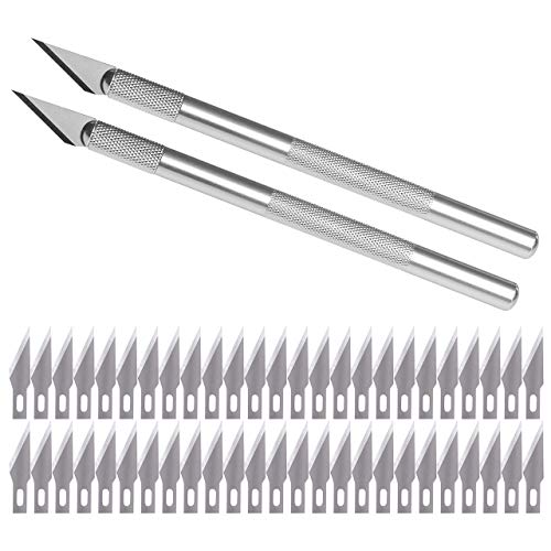WA Portman Hobby Knife Set - 2 High Grade Precision Knives with 50 Premium Steel Hobby Knife Blades - Craft Knife Set with 50 #11 Craft Cutter Blades - Precision Knife Set with #11 Hobby Blades