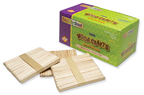 Creativity Street Premium Wood Craft Sticks, Natural, Pack of 1000, 4-1/2 X 3/8 X 1/2 in
