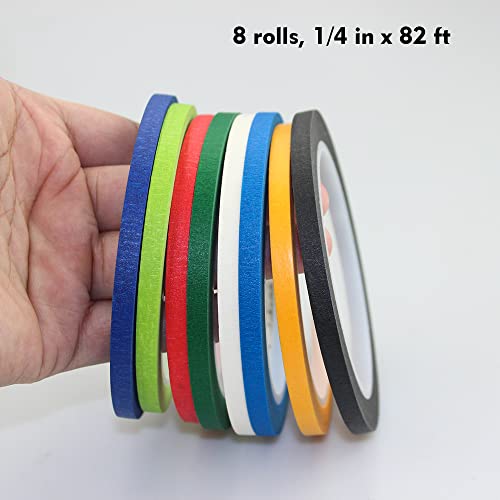 Colored Paper Masking Tape for Painting & Drawing & DIY Nail Arts & Pattern Making Draping Tape 1/4 in. x 8Roll