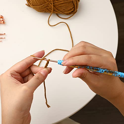 10sizes Crochet Hook Set for Arthritic Hands, Cute Crochet Needles for Crocheting Art Aluminum Soft Grip Comfortable Knitting Hook for Yarn Craft Crochet Kit for Beginner