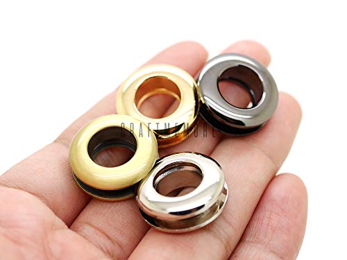 CRAFTMEMORE 5/16" (8mm) Hole Metal Screw Rings Eyelets Grommet Quality Round Polished Purse Replacements Easy Installation Pack of 4 SCET (Silver)
